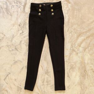 Zara Black Trousers with Metallic Buttons